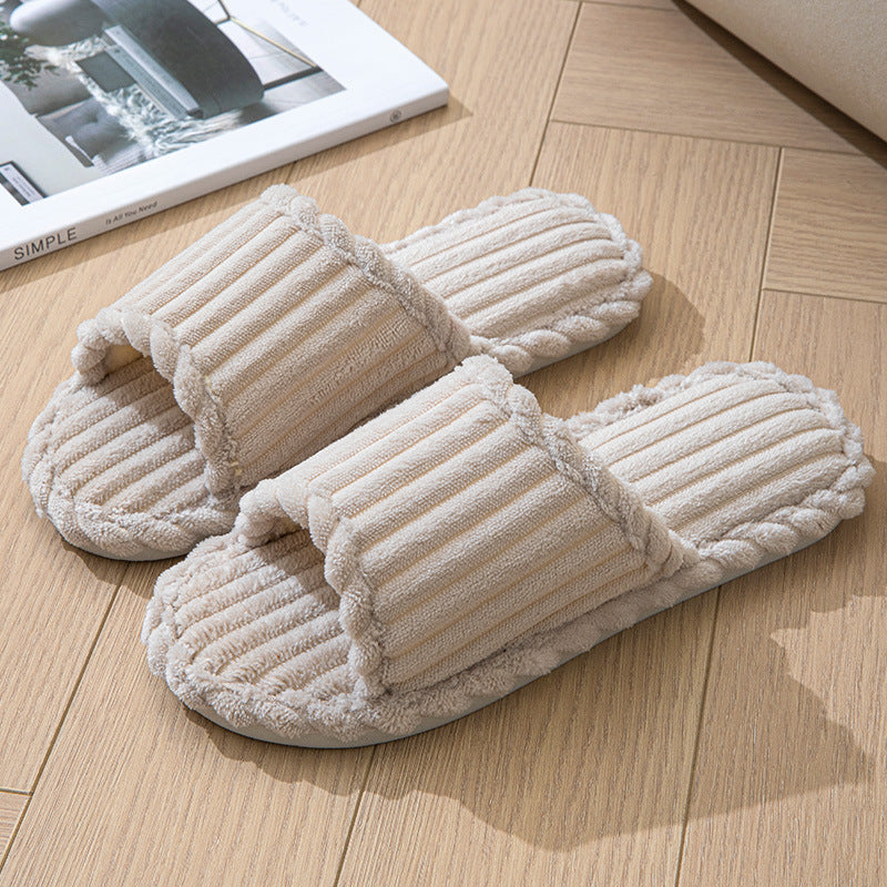 Corduroy Open Toe Slippers