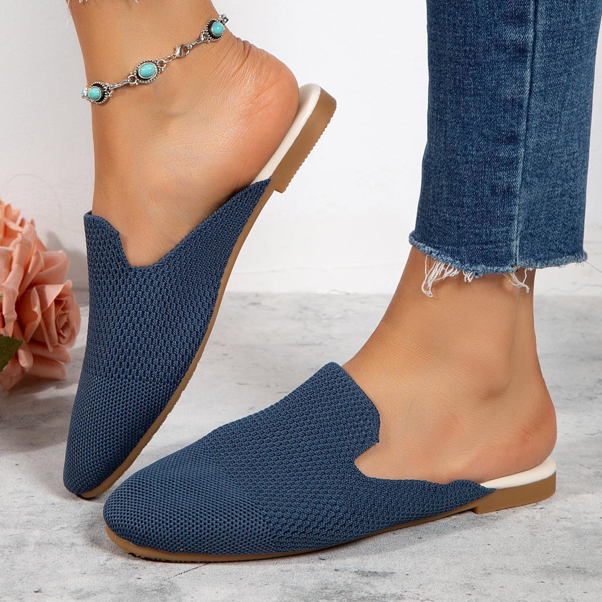 Mesh Round Toe Slip-On Sandals