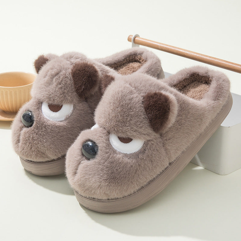 Cute Puppy Platform Cotton Slippers