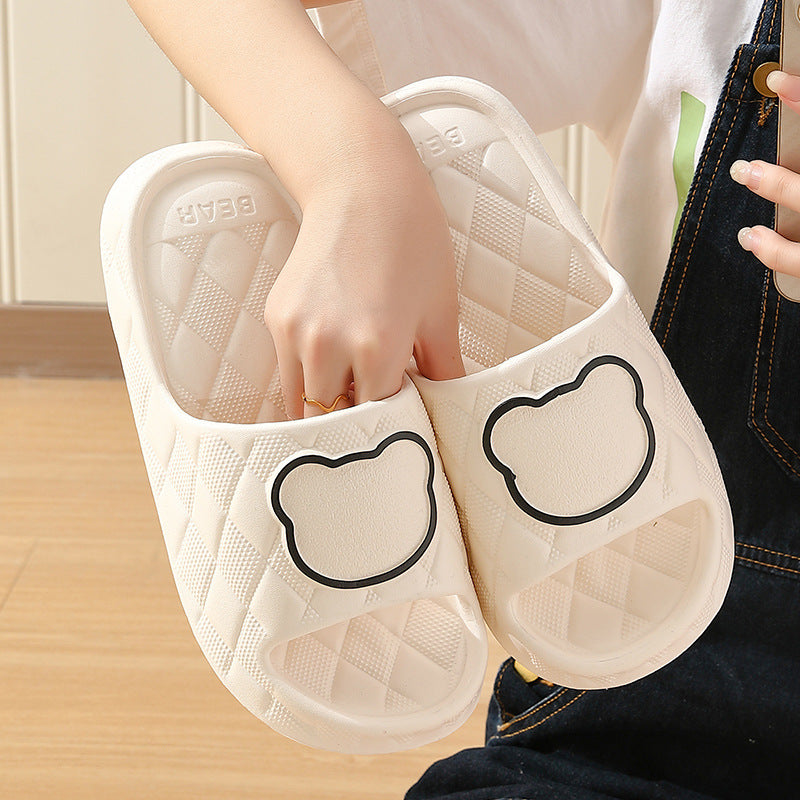 Rhombus Bear Non-Slip Slippers