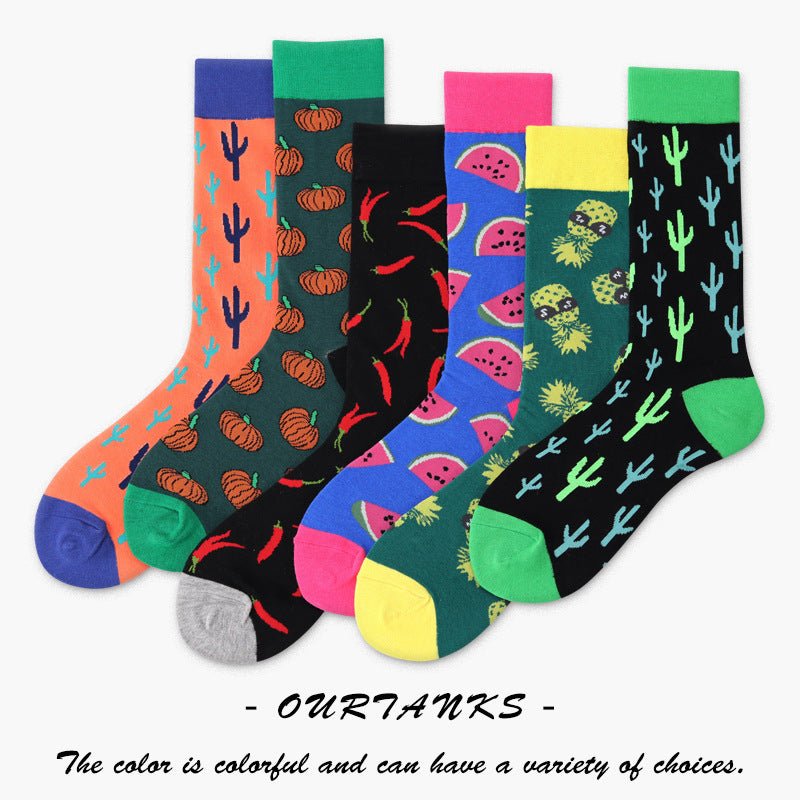 Cactus Fruit Cotton Crew Socks