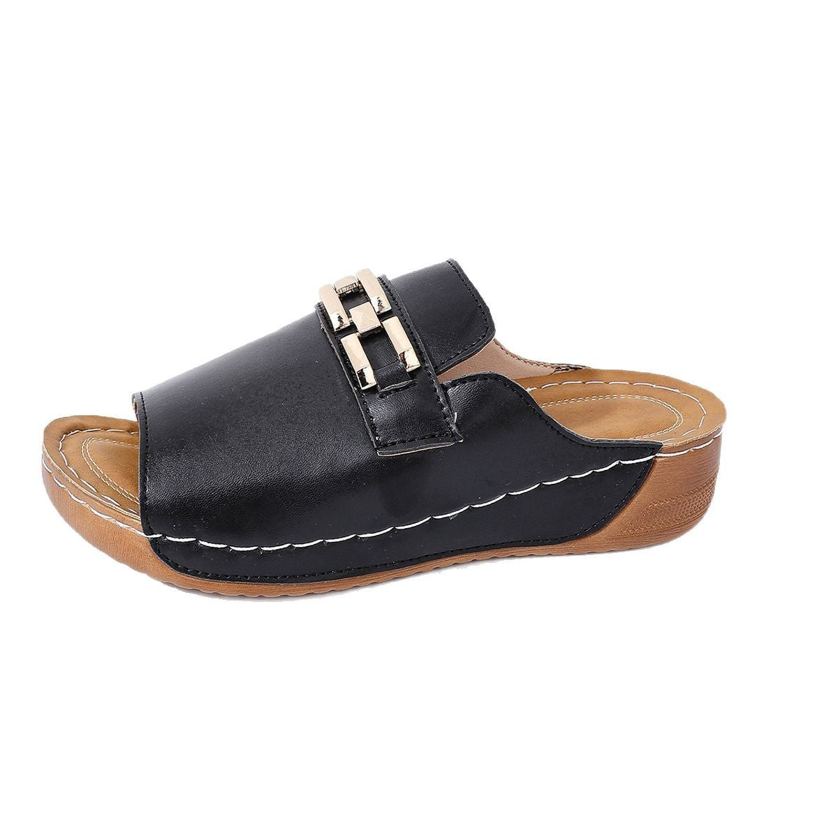 Peep Toe Metal Slippers
