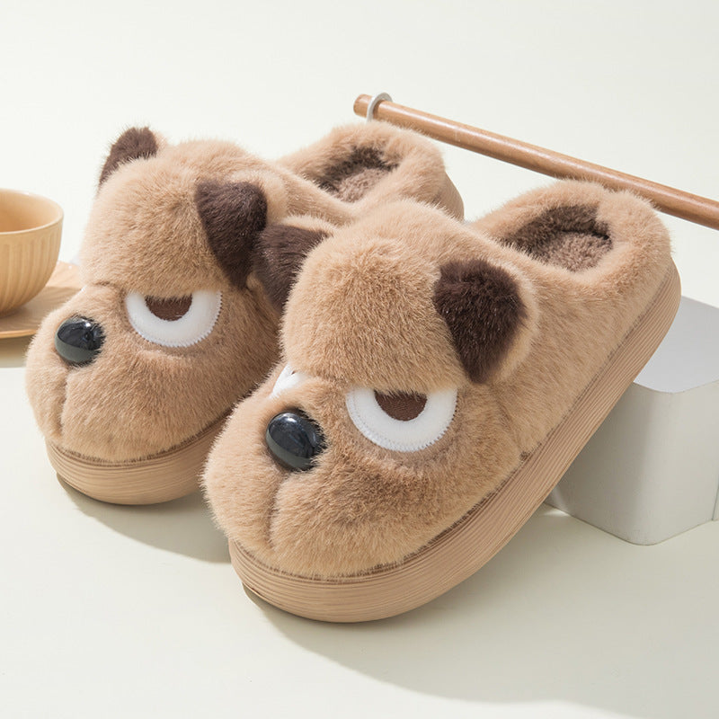 Cute Puppy Platform Cotton Slippers