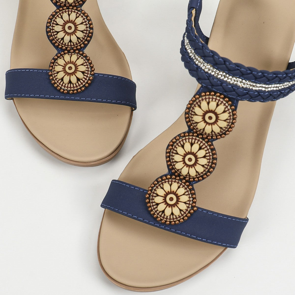 Retro Beaded Wedge Sandals