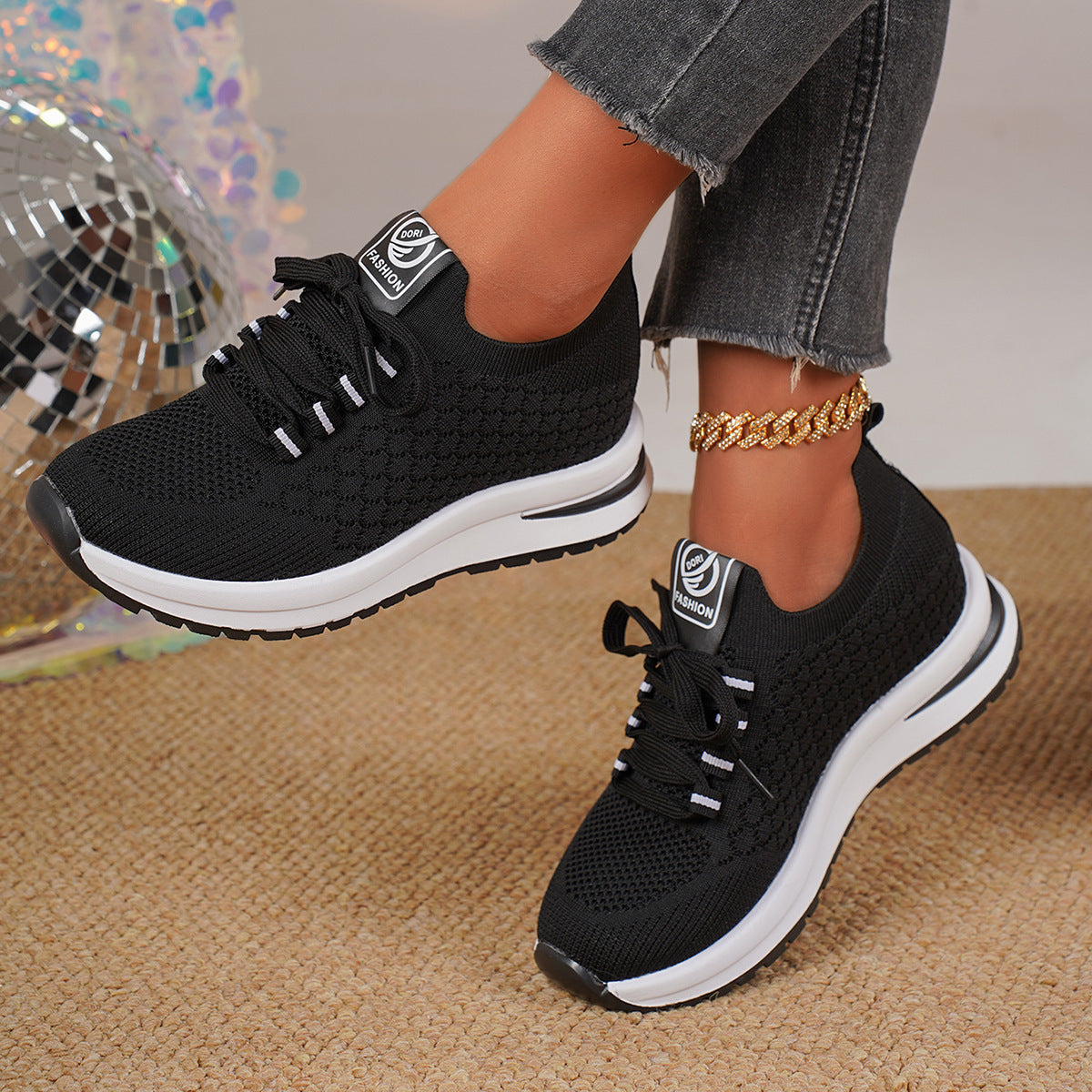 Plus Size Platform Mesh Sneakers