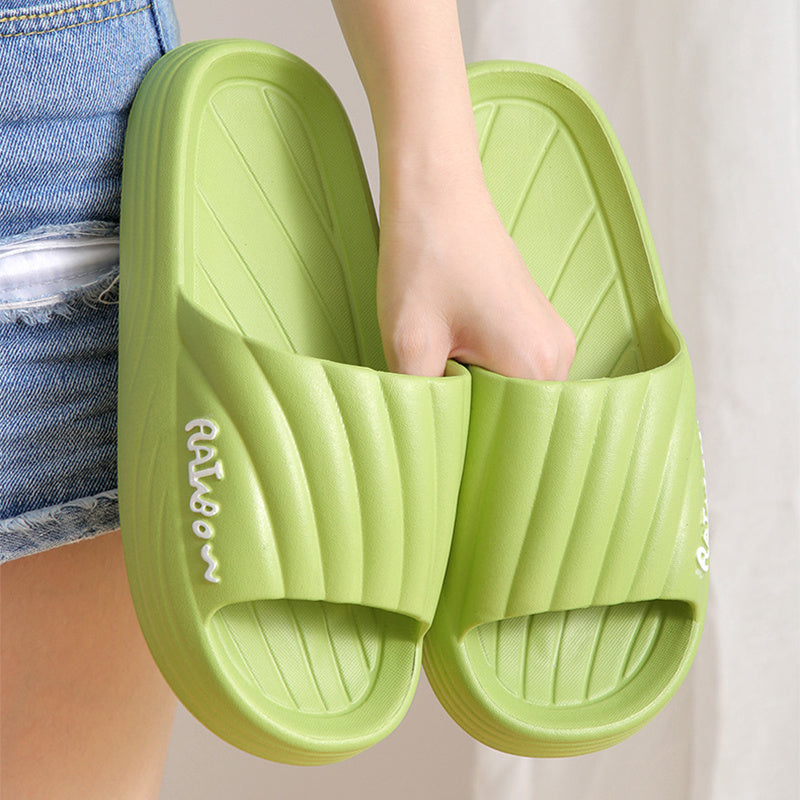 Solid Stripe Thick-Soled Slippers