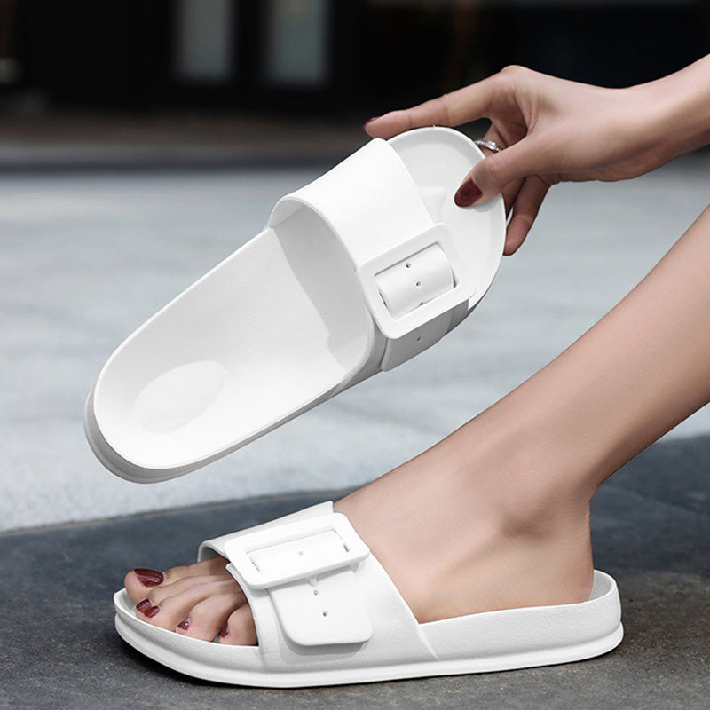 Solid Buckle Non-Slip Slippers
