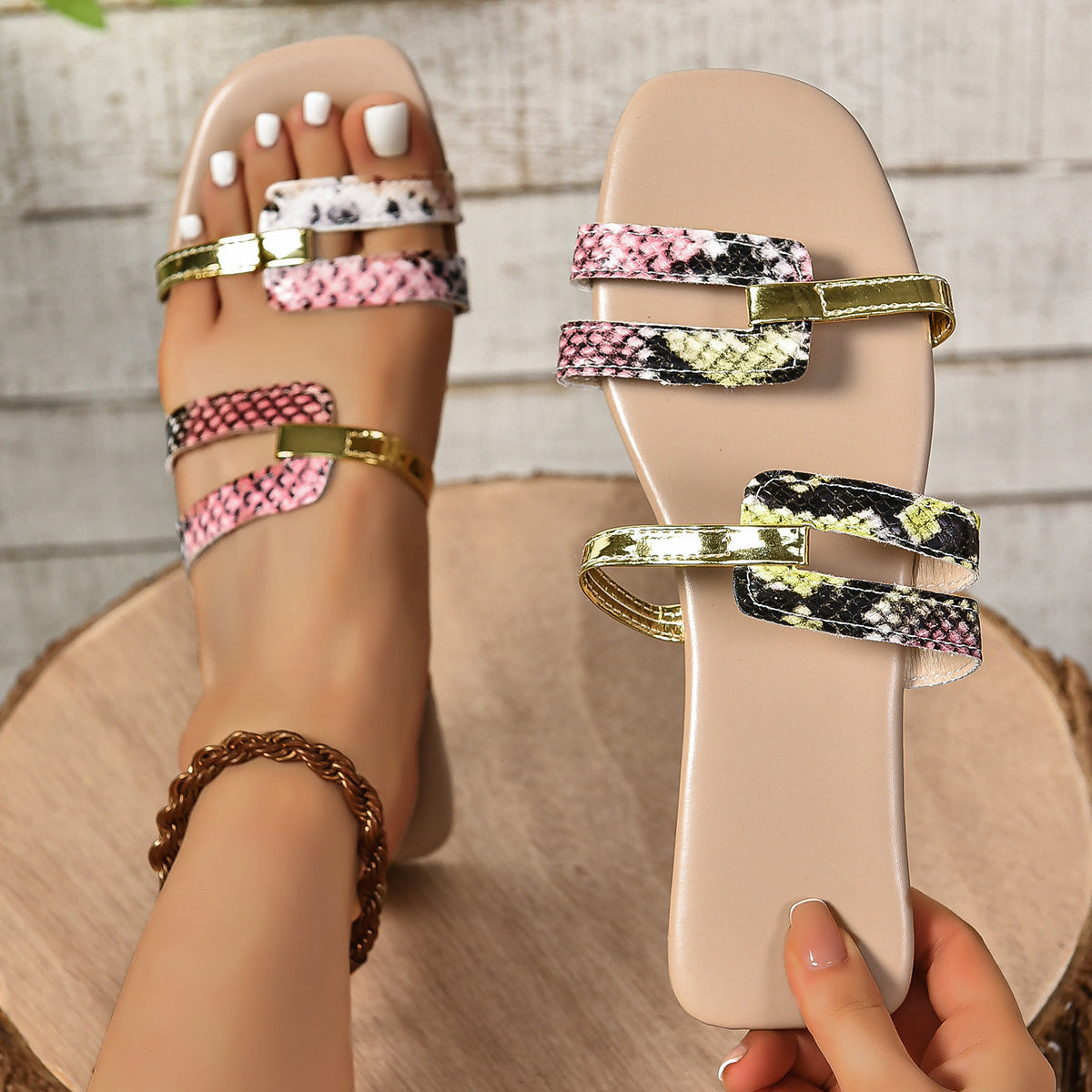 Large Size Asymmetric Flat Sandals