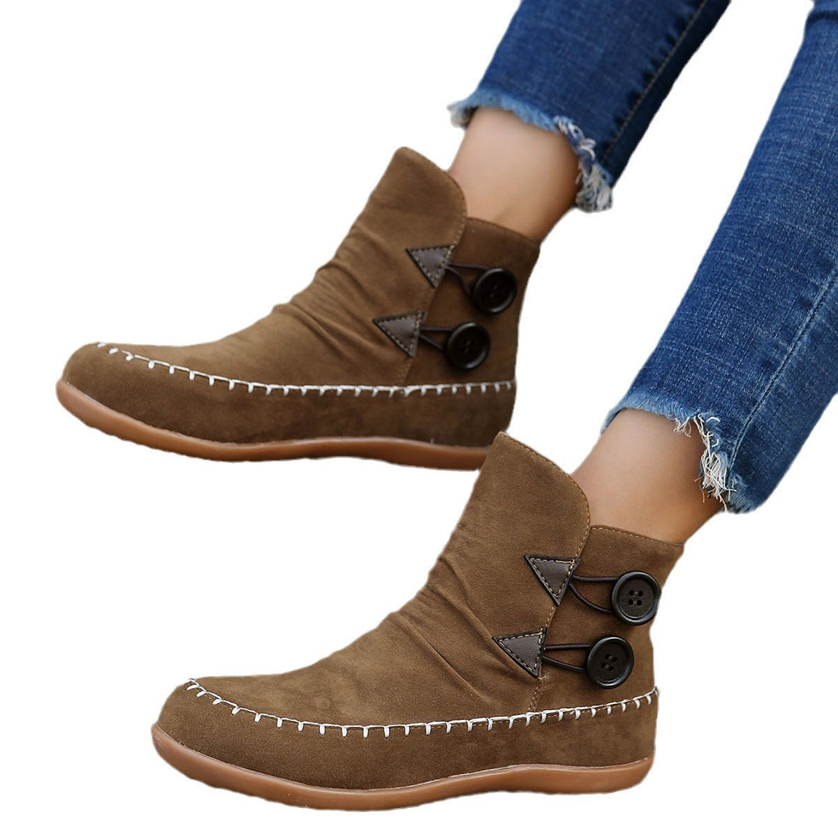 Button Design Ankle Boots