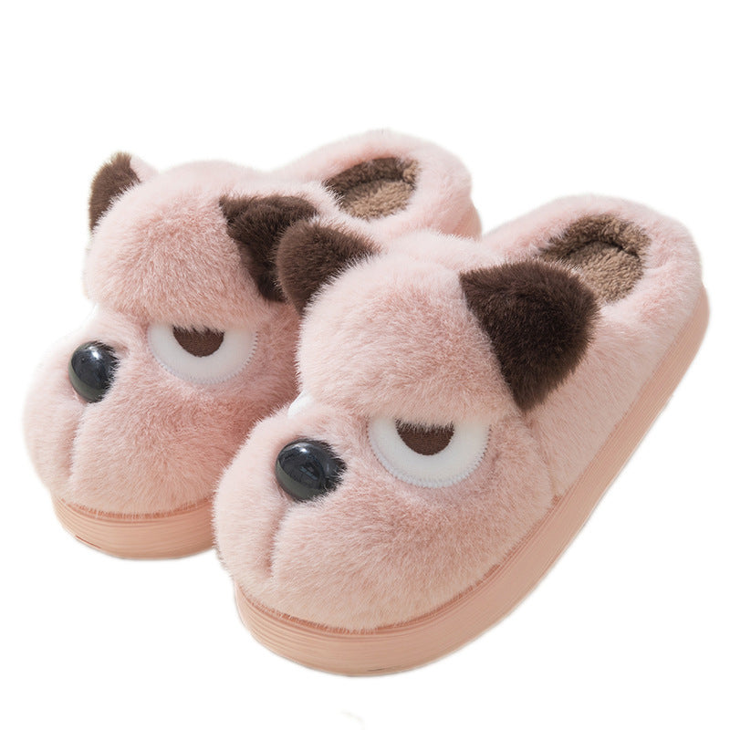 Cute Puppy Platform Cotton Slippers