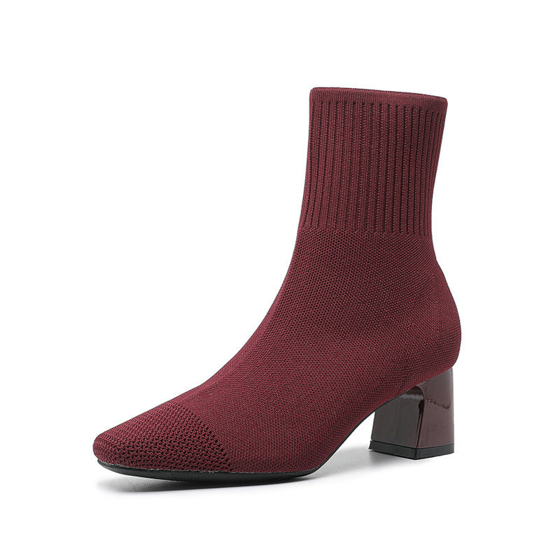 Elastic Knitted Sock Boots