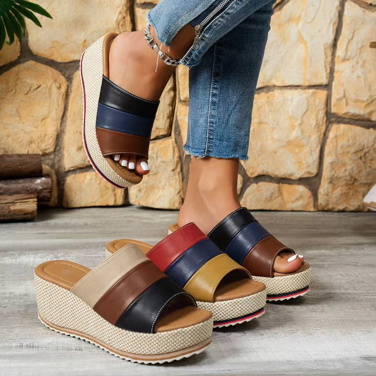 Ankle-Strap Platform Wedge Sandals
