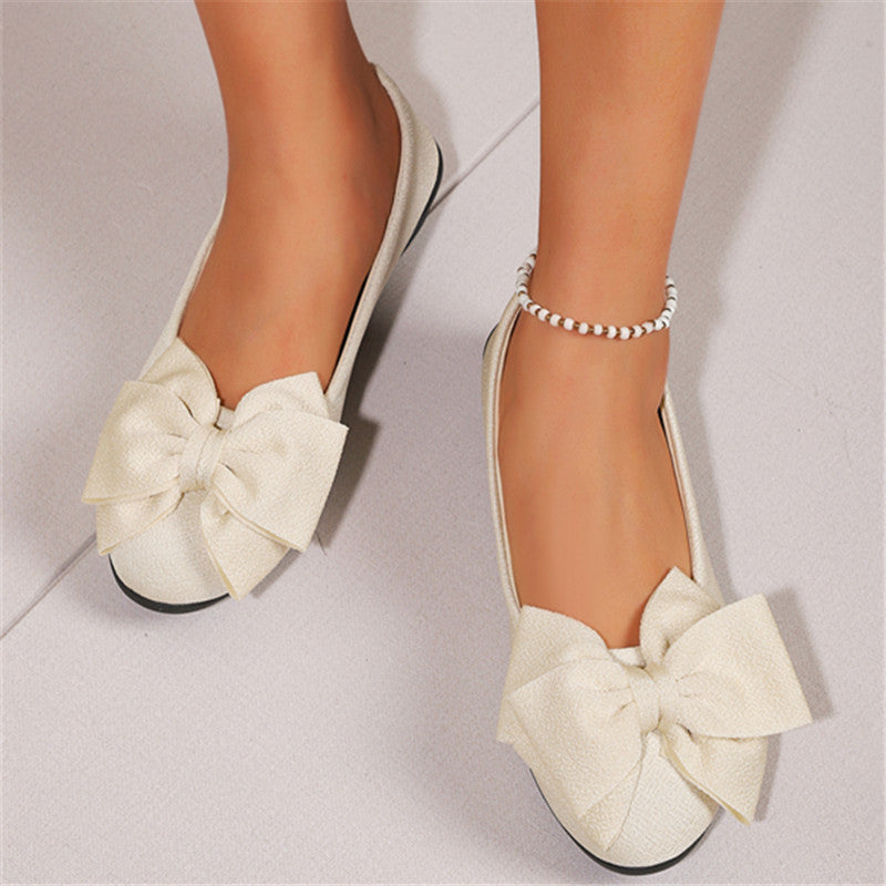 Bowknot Round Toe Slip-On Loafers