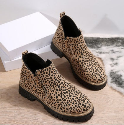 Side Zipper Suede Ankle Boots