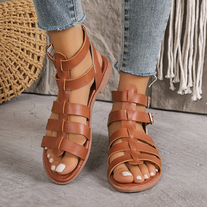 Thick Heel Hollow Sandals