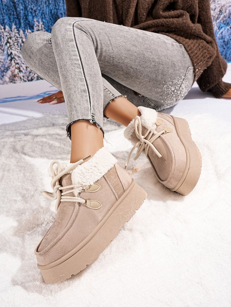 Fleece-Lined Thick Bottom Snow Boots