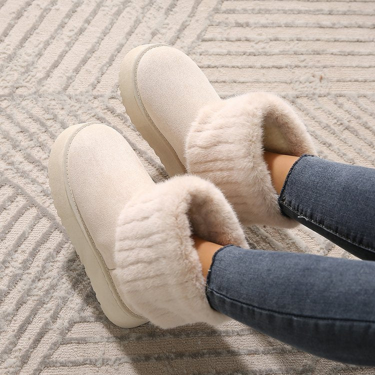 Plush Mid-Tube Snow Boots