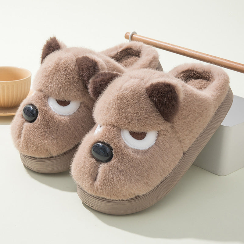 Cute Puppy Platform Cotton Slippers