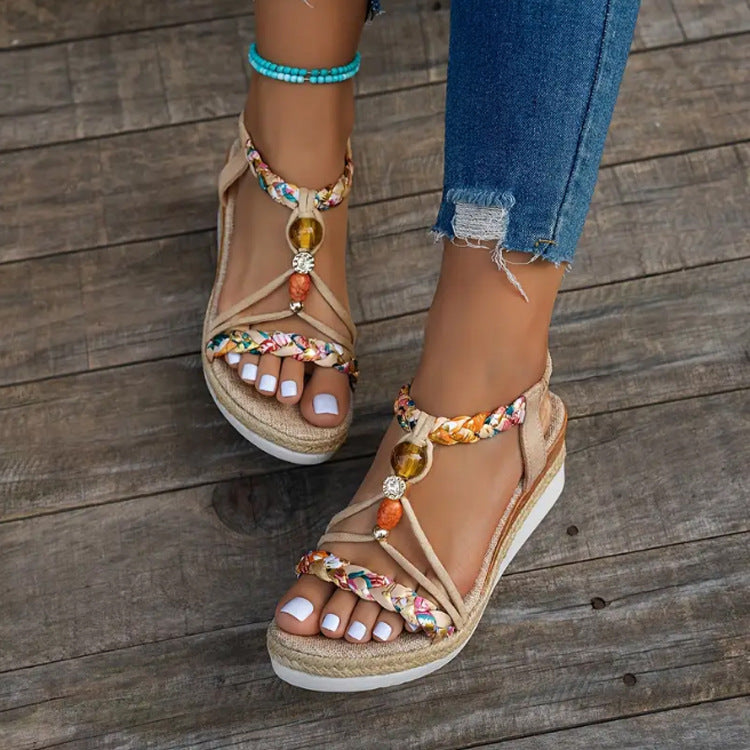 Platform Hemp Rope Sandals