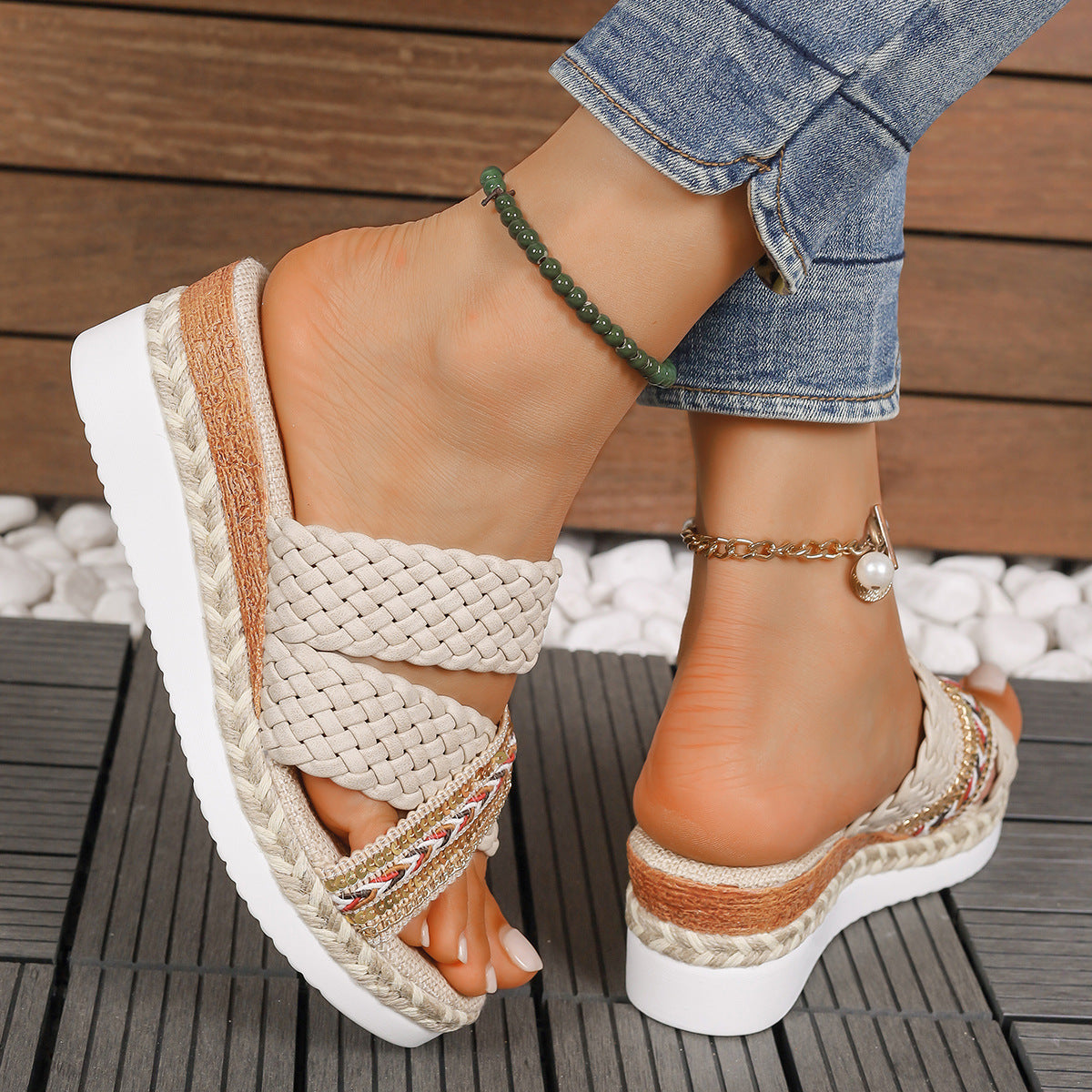 Thick Bottom Hemp Slippers