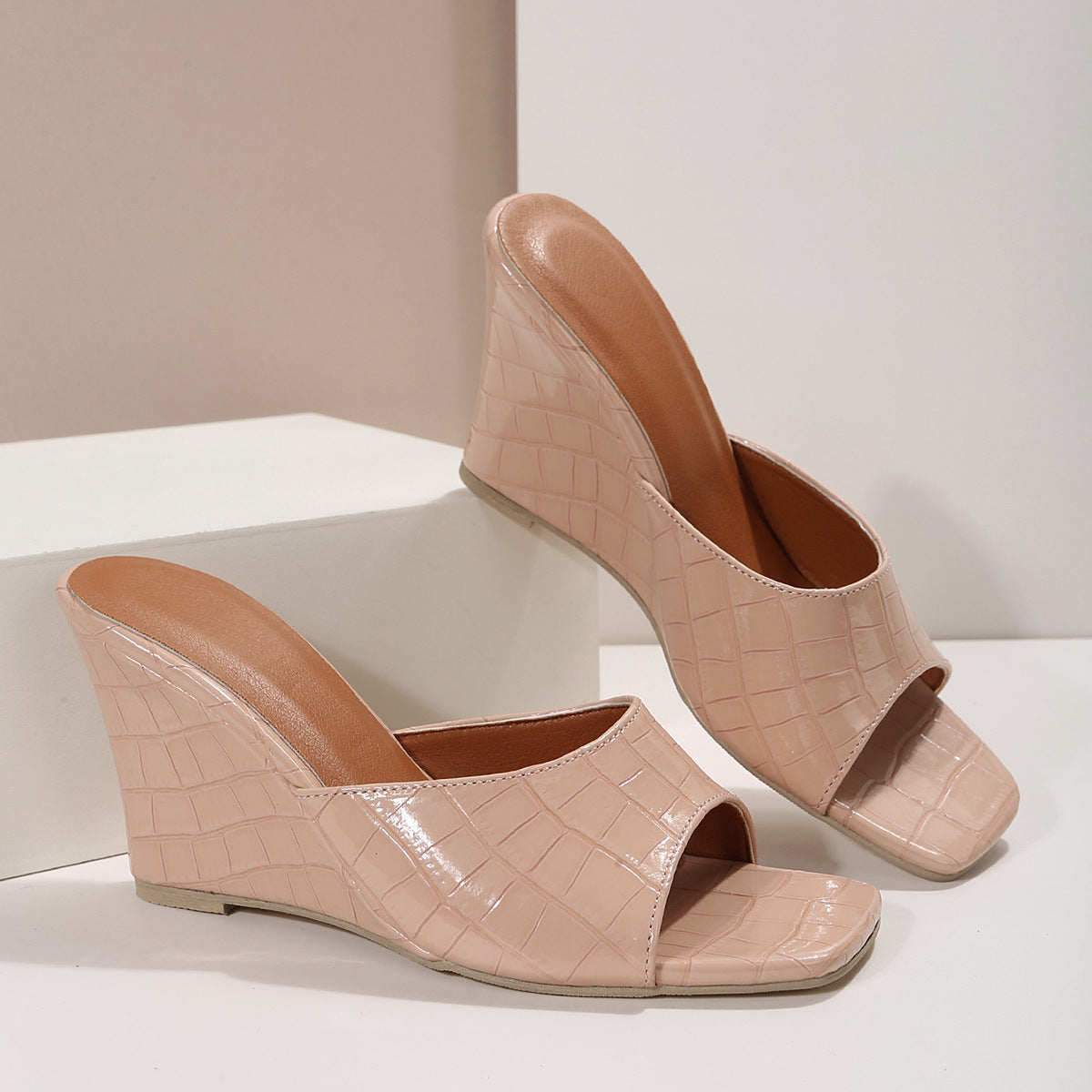 Plaid Roman Wedge Sandals
