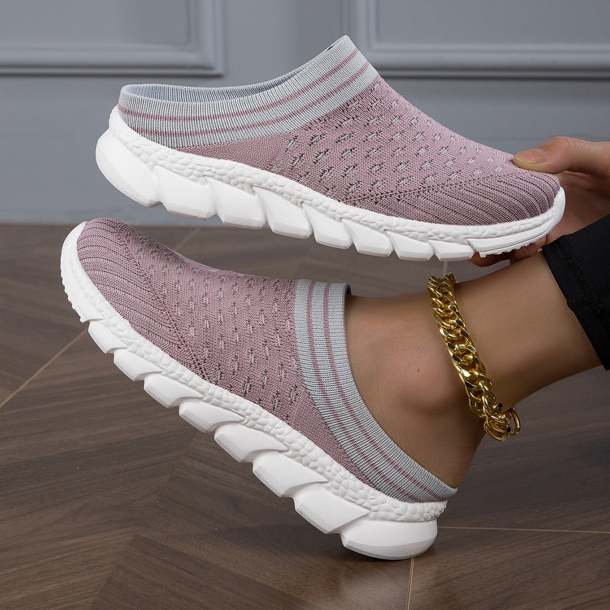 Breathable Flyknit Semi-Slipper Shoes