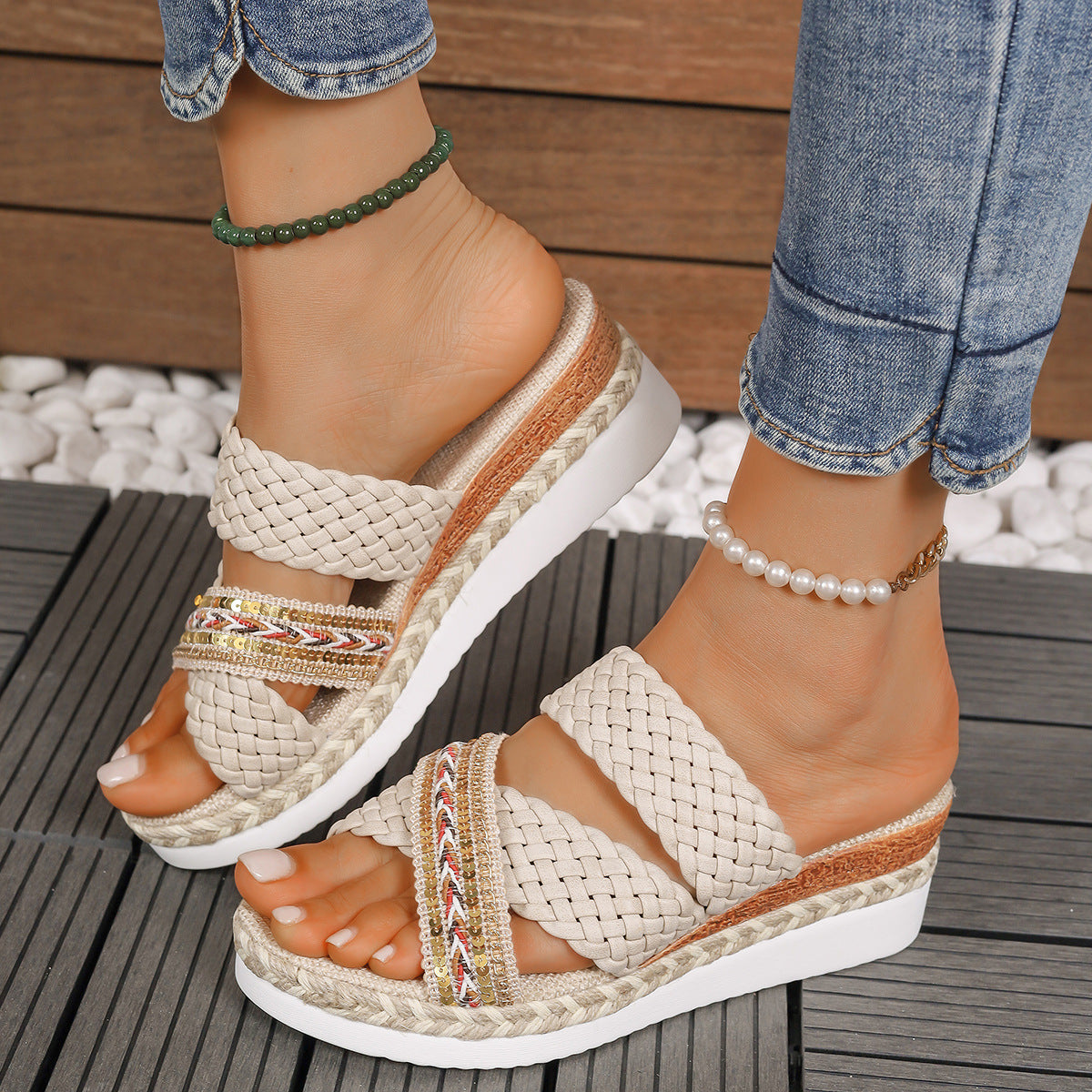 Thick Bottom Hemp Slippers