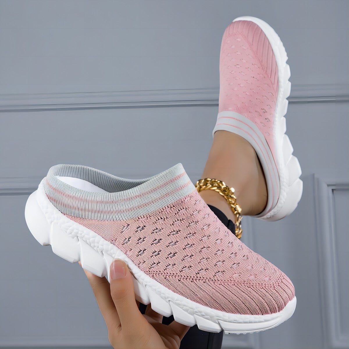 Breathable Flyknit Semi-Slipper Shoes