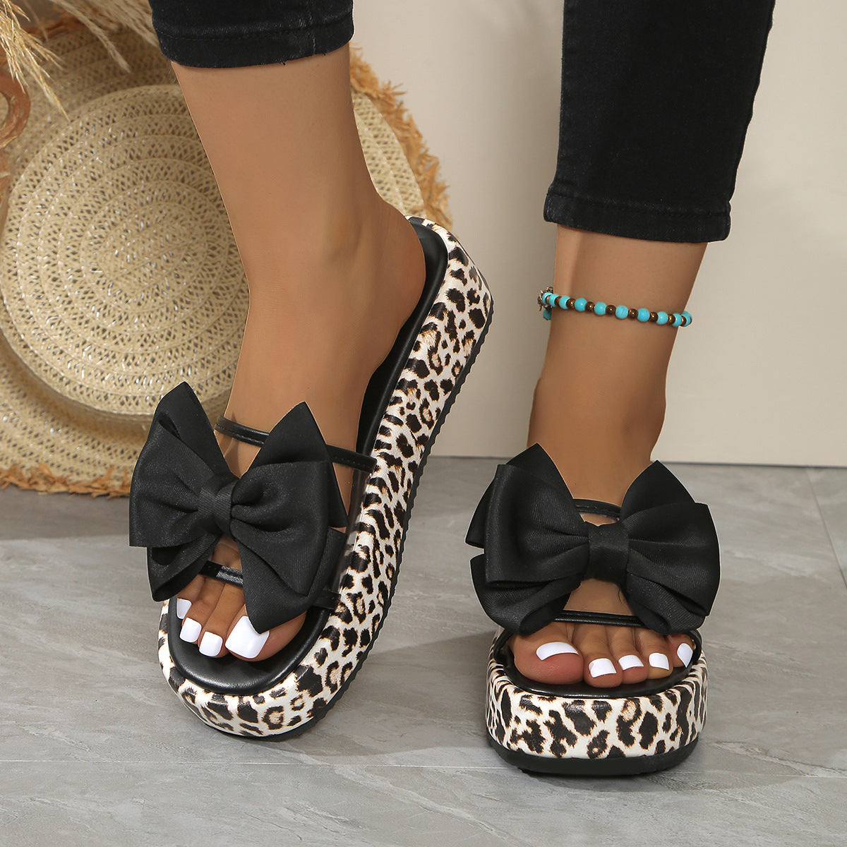 Leopard Print Beach Slippers
