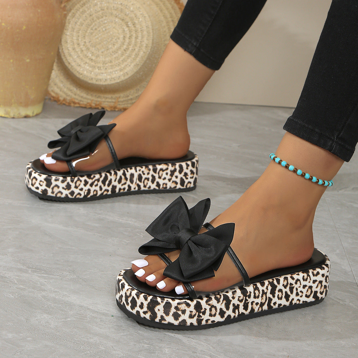 Leopard Print Beach Slippers