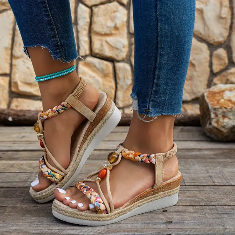 Platform Hemp Rope Sandals