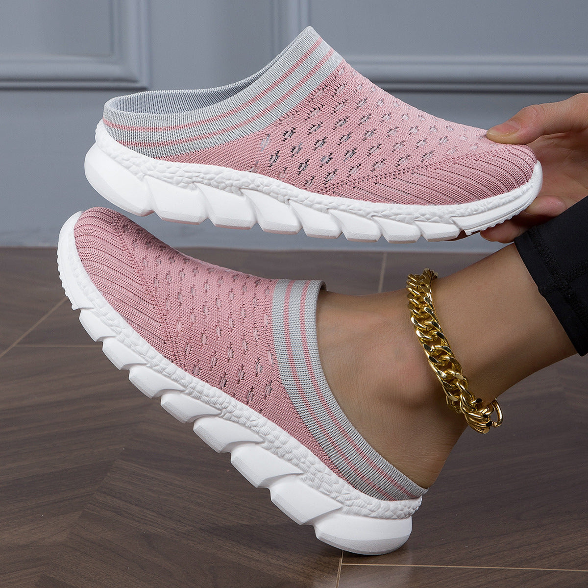 Breathable Flyknit Semi-Slipper Shoes
