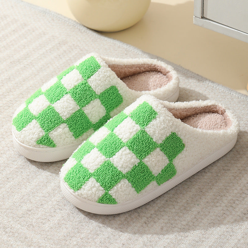 Checkerboard Print Cotton Slippers