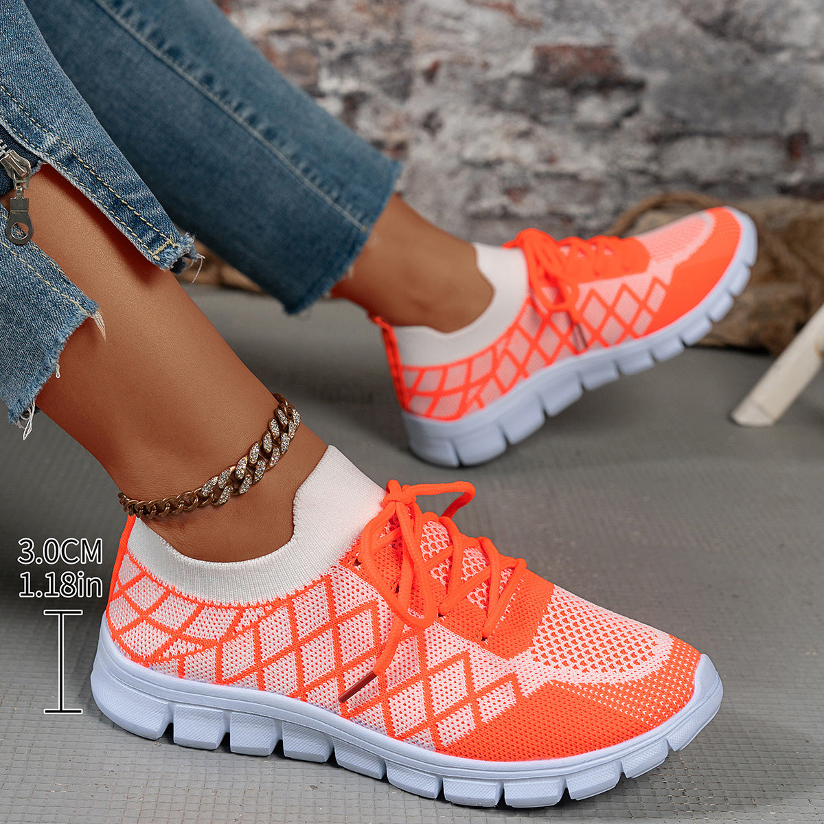 Colorblock Plaid Flyknit Sneakers