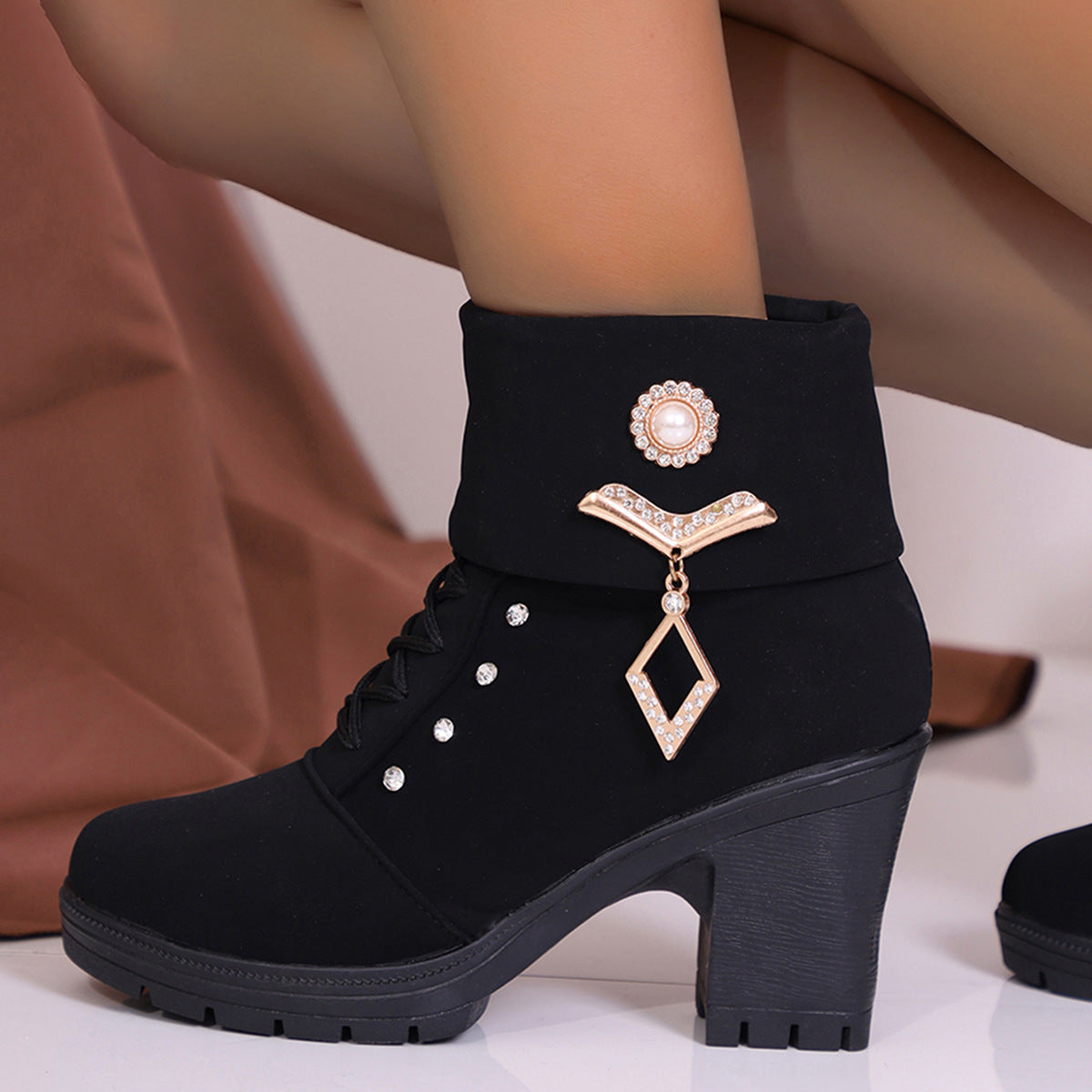 Plus Size Rhinestone Martin Boots