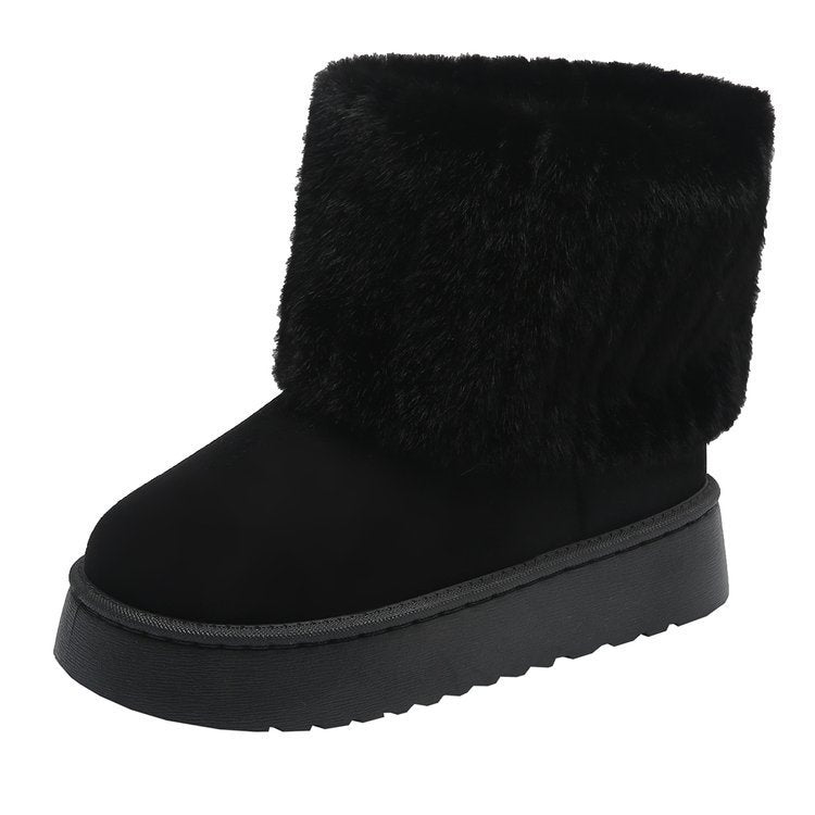 Plush Mid-Tube Snow Boots