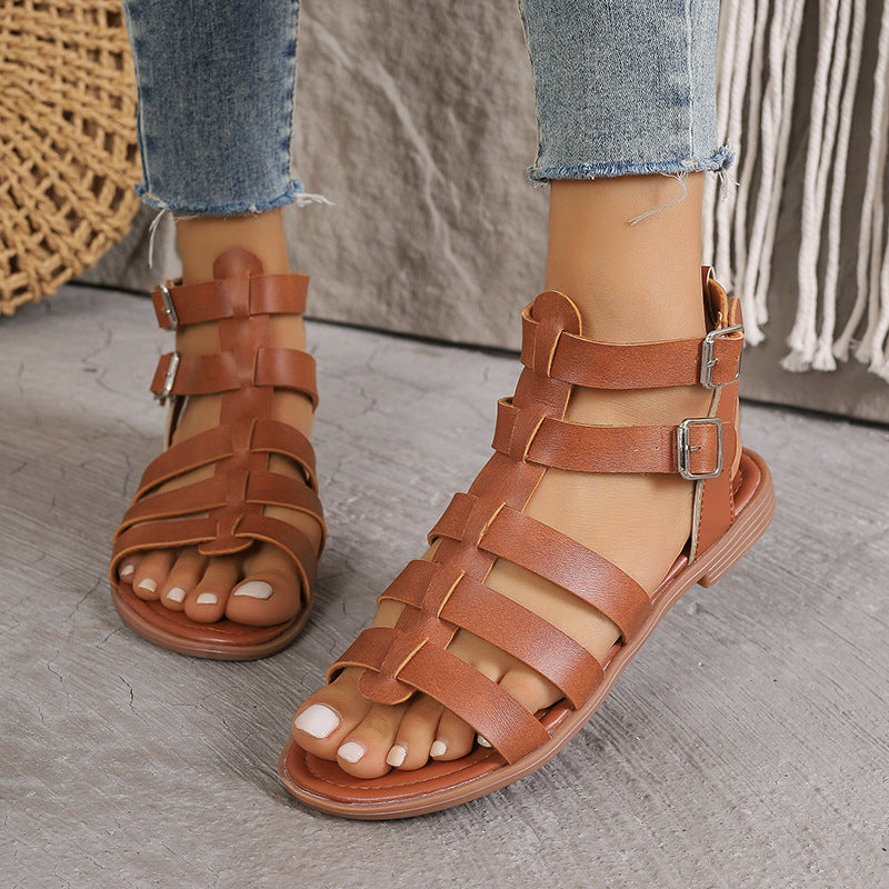 Thick Heel Hollow Sandals
