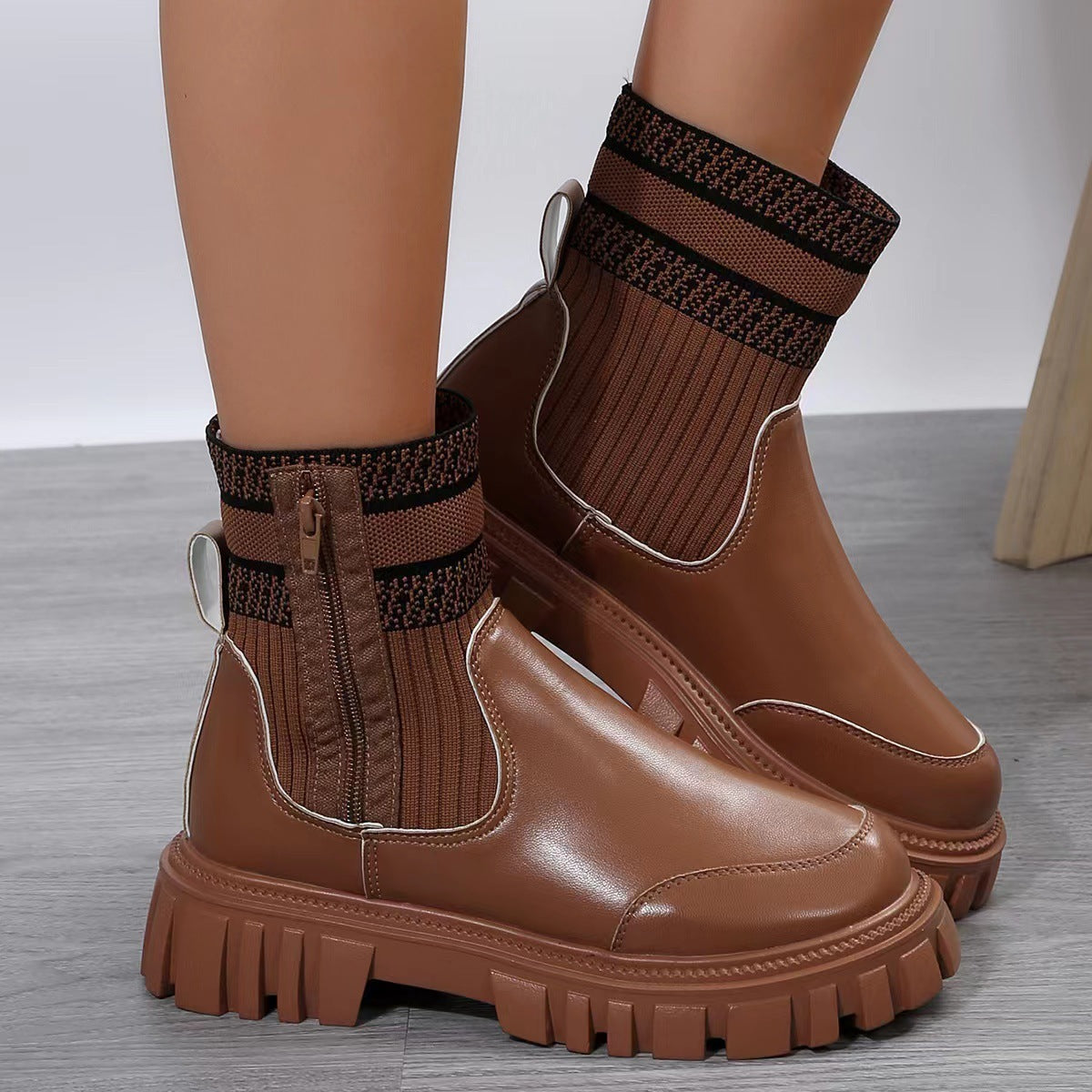 Zipper Design Mid-Tube Boots