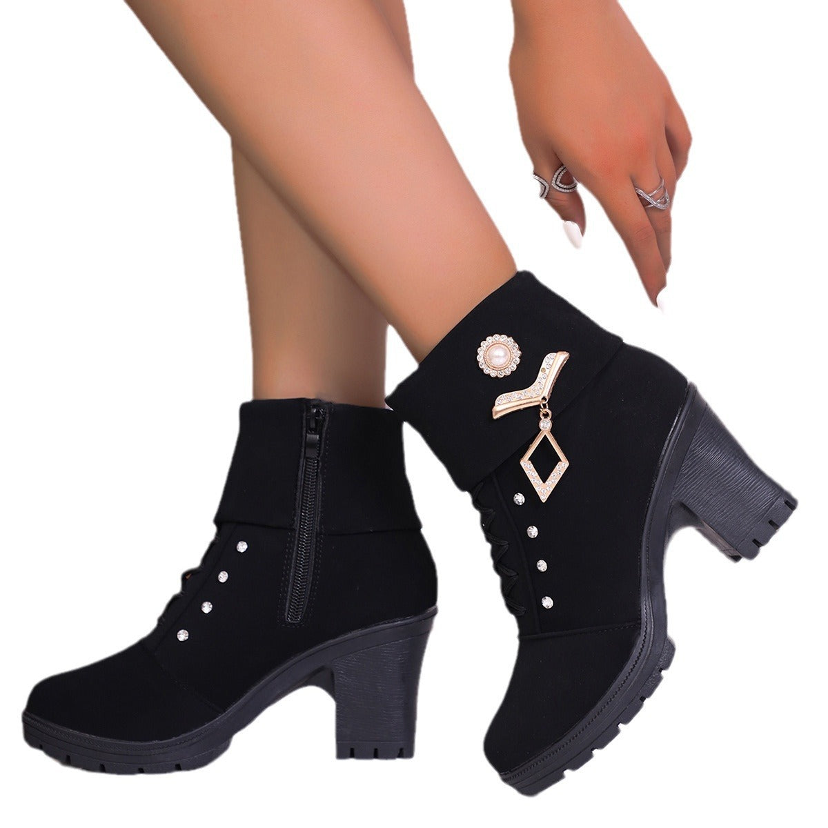 Plus Size Rhinestone Martin Boots