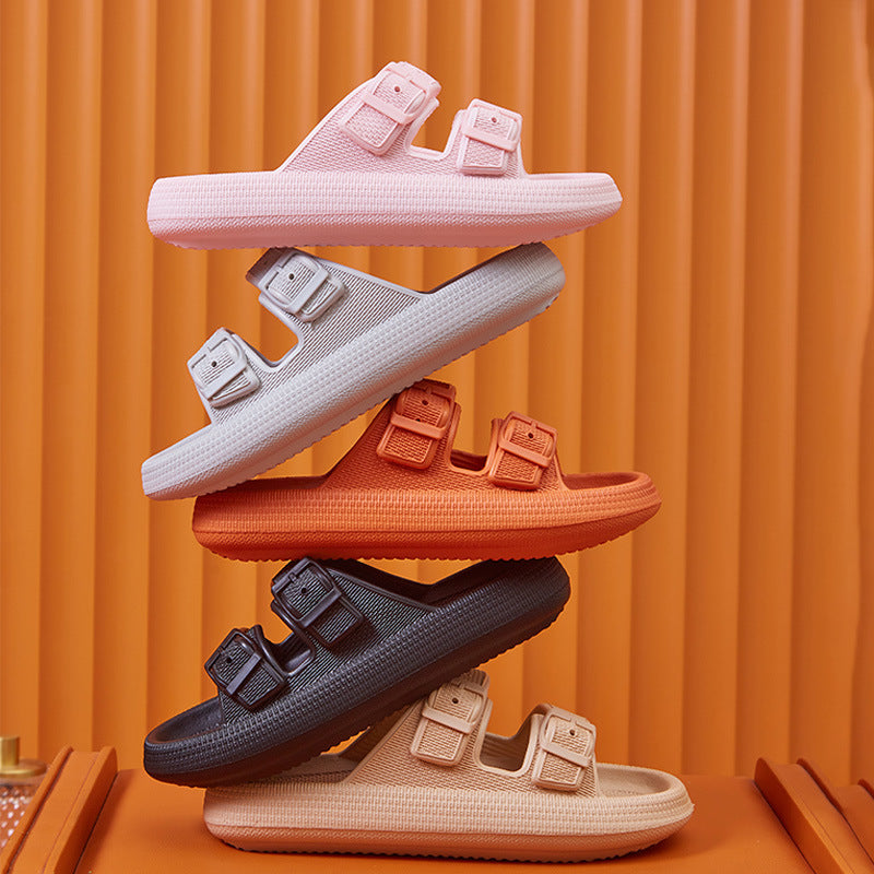 Buckle Platform Slippers