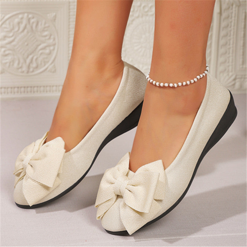 Bowknot Round Toe Slip-On Loafers