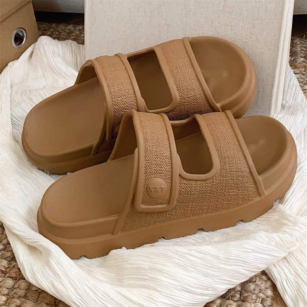 Double-Strapped Platform Beach Slippers