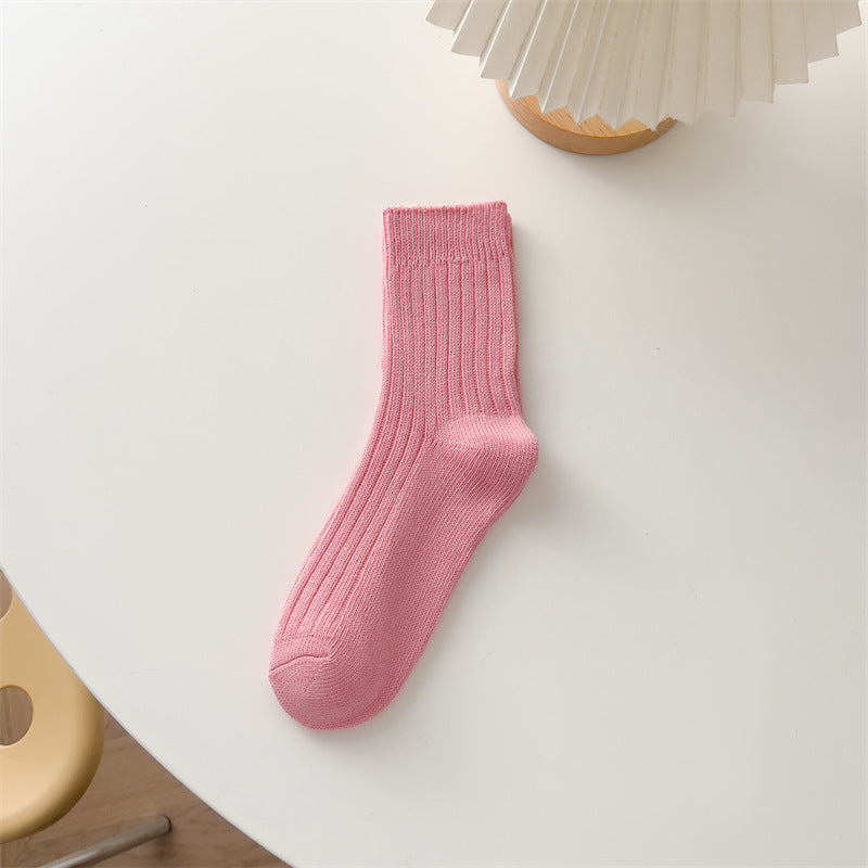 Thick Cotton Pink Bunching Socks