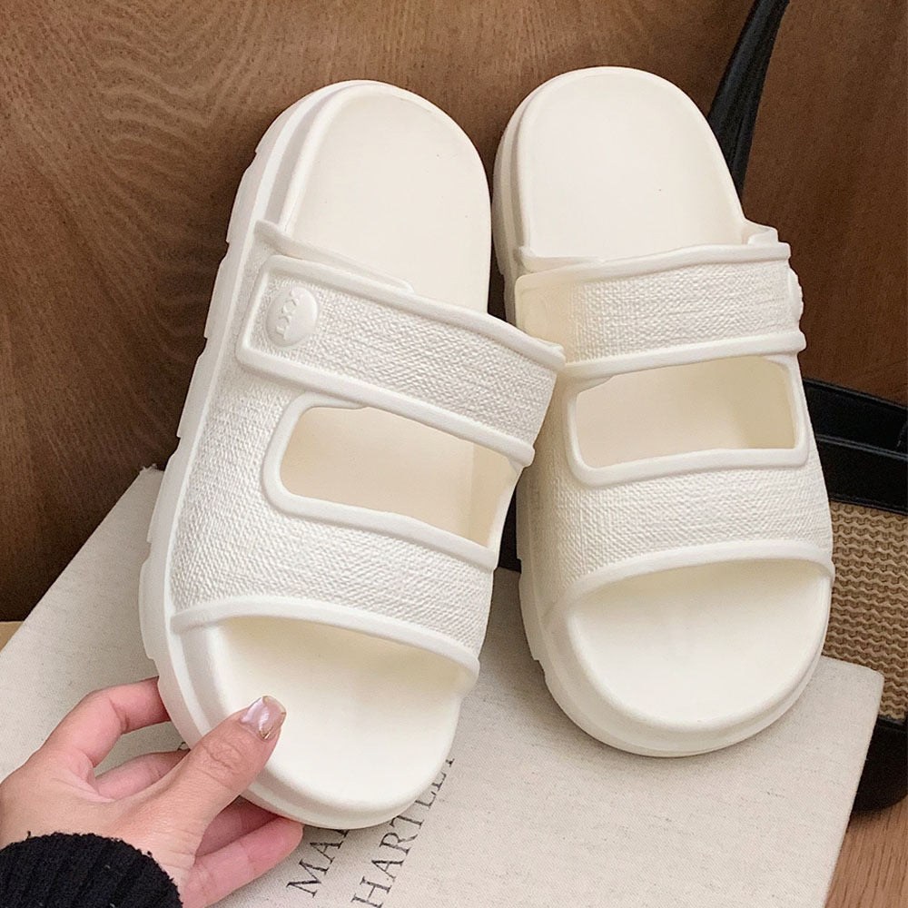 Double-Strapped Platform Beach Slippers