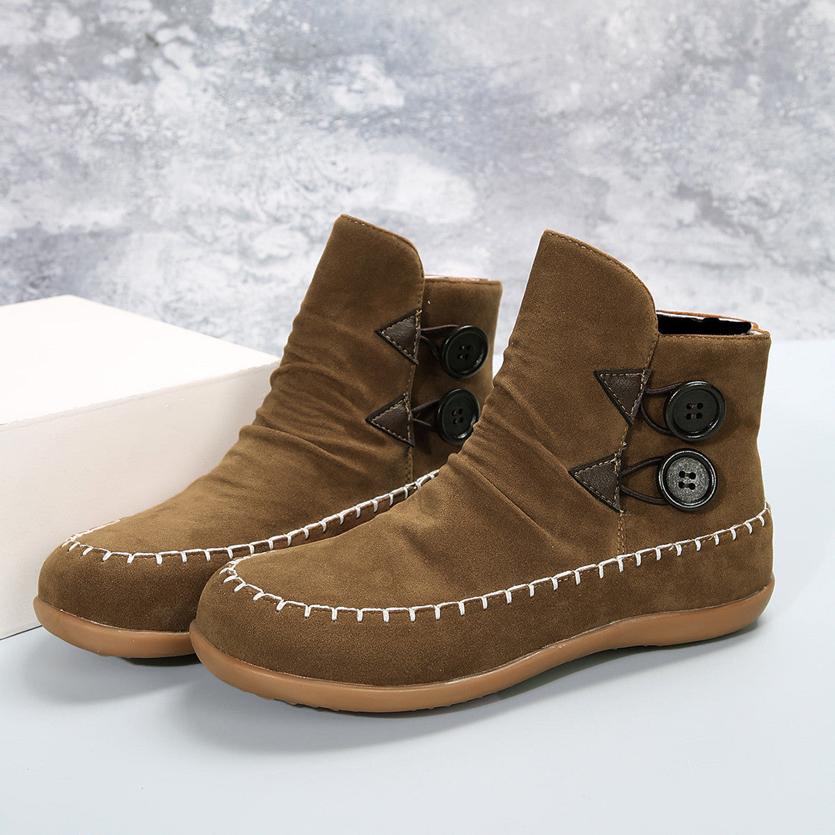 Button Design Ankle Boots