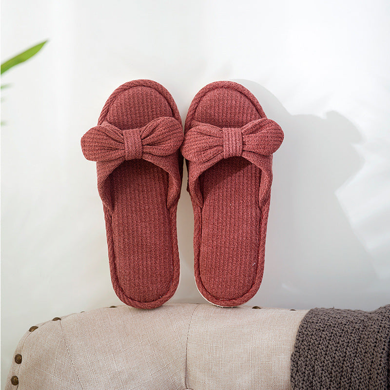 Couple Striped Linen Slippers
