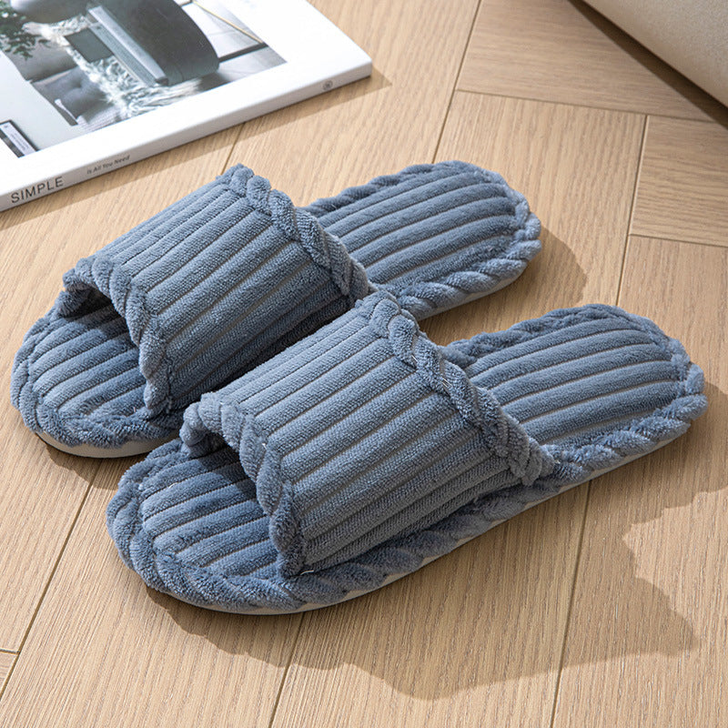 Corduroy Open Toe Slippers