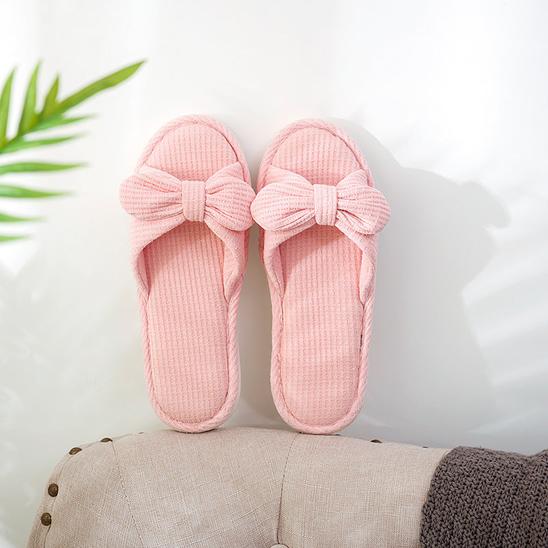 Couple Striped Linen Slippers