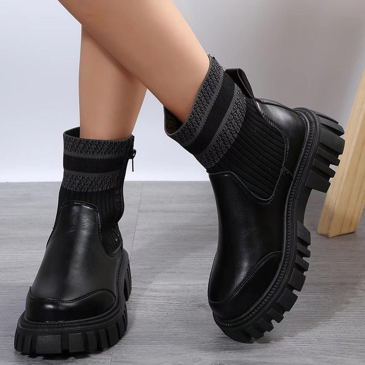 Zipper Design Mid-Tube Boots
