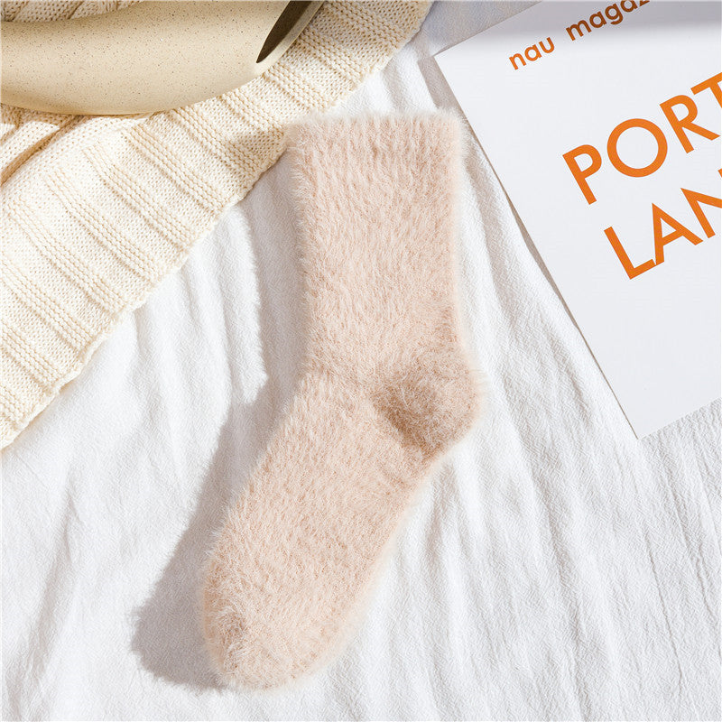 Thickened Mink Fur Mid-Calf Socks